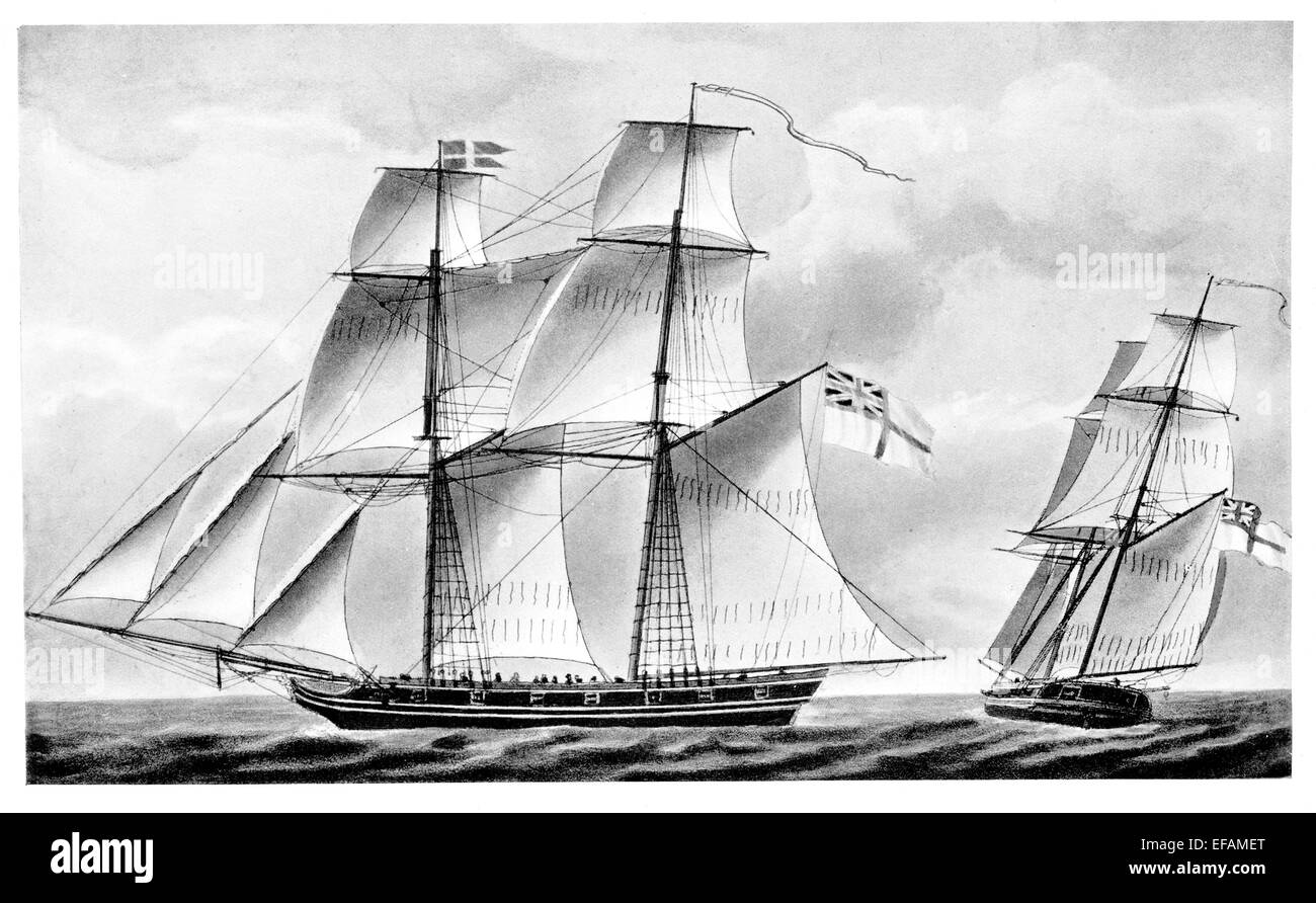 S.m. Brig Gloucester construido Lago Ontario 1812 capturados por los americanos 1813 quemados Foto de stock