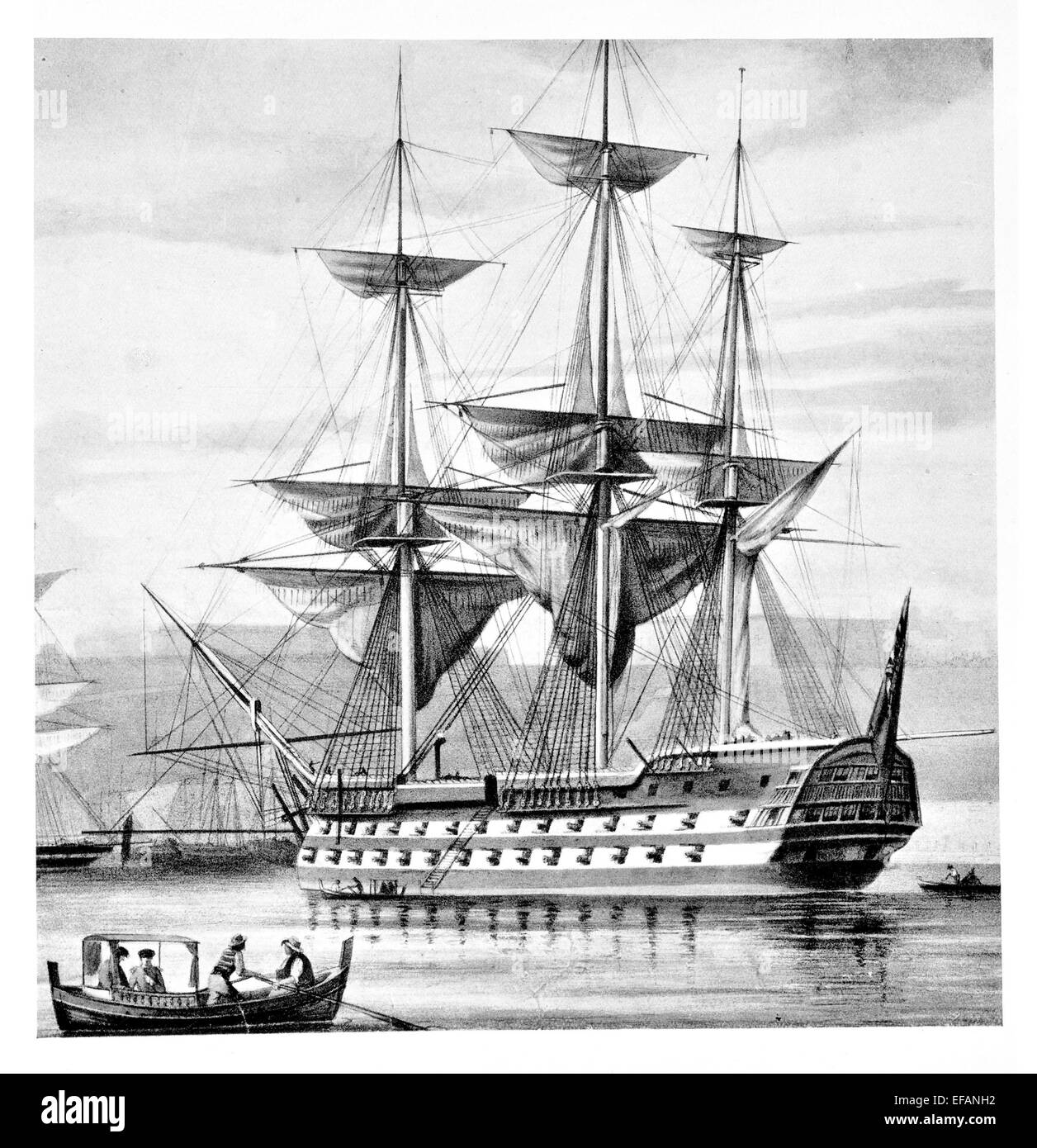 H.M.S. Implacable 72 pistolas Duguay Trouin anteriormente fue en Trafalgar y Báltico 1808 1855 chicos se convirtió en barco de entrenamiento en Plymouth Foto de stock