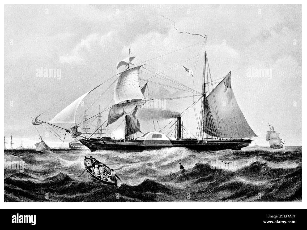 S.m. el vapor Fragata Cyclops 1839 sirvió Guerra Siria 1840 y Crimea. Encuesta de buques para el tendido de cables. Vendido 1863 Foto de stock