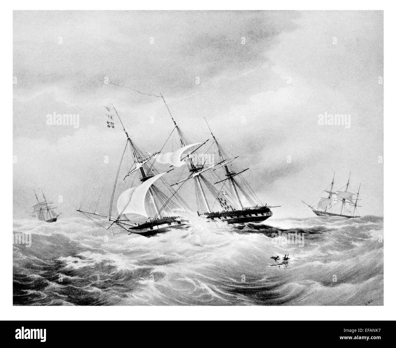 H.M.S. Warspite 50 gun 1807. La Cuaresma a la sociedad marina como buque de entrenamiento en 1862. Quema 1876 Foto de stock