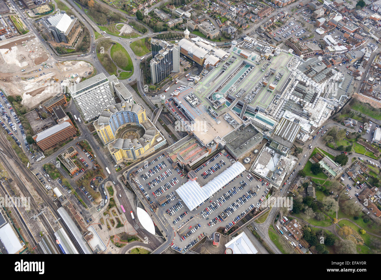 Una vista aérea del centro de la ciudad de Basingstoke Foto de stock