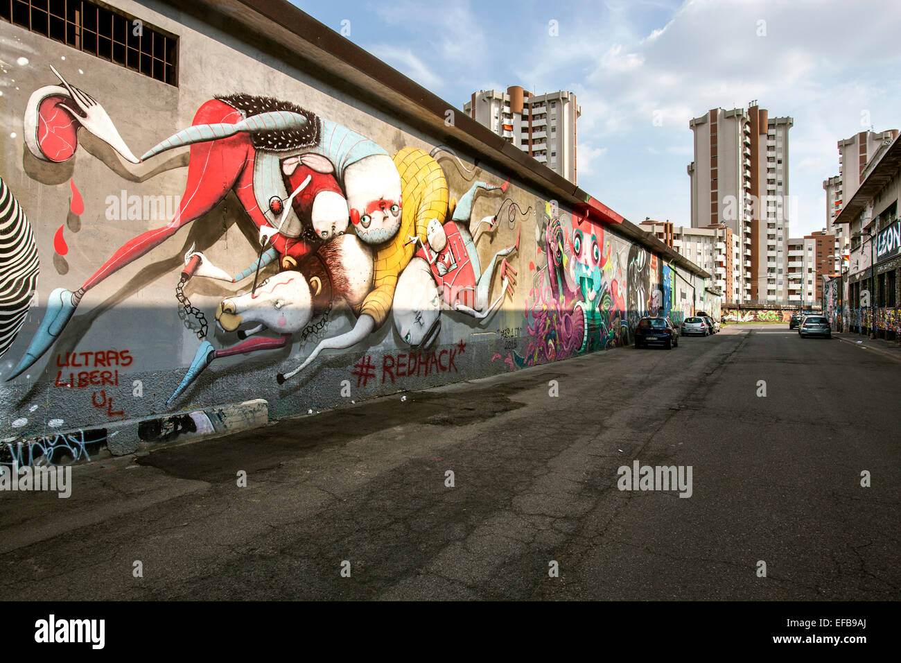 Milán, centro social Leoncavallo, murales, Italia Foto de stock