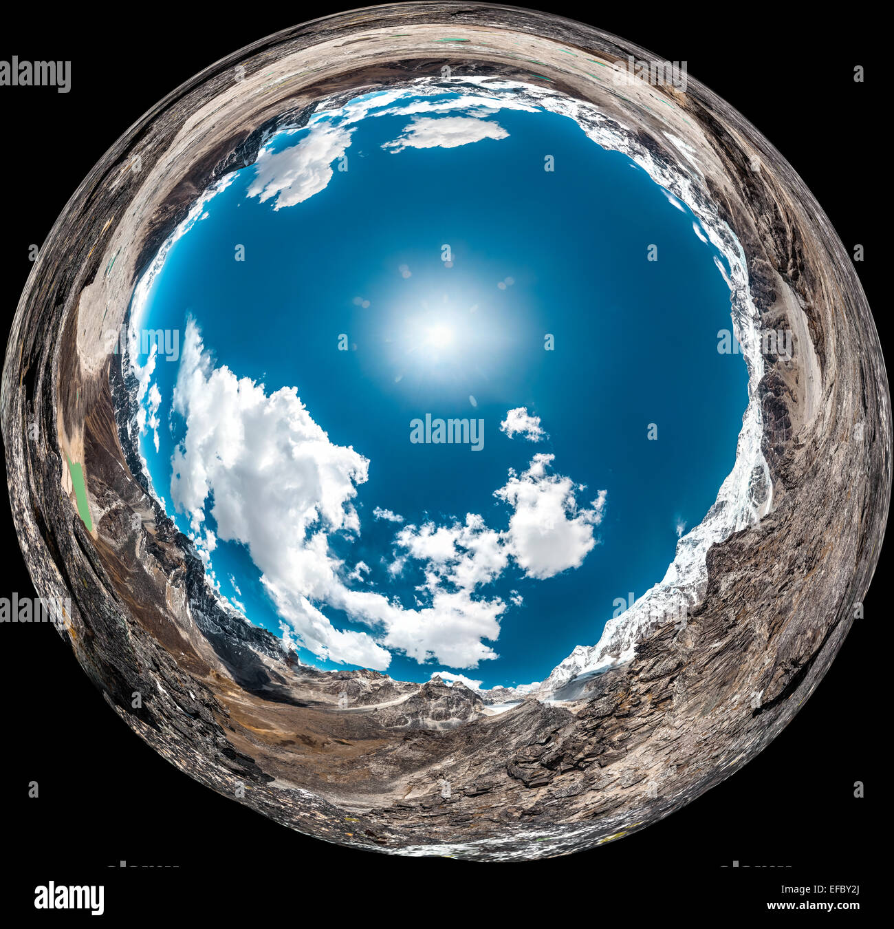 Vista panorámica de 360 grados de Gokyo Ri Foto de stock