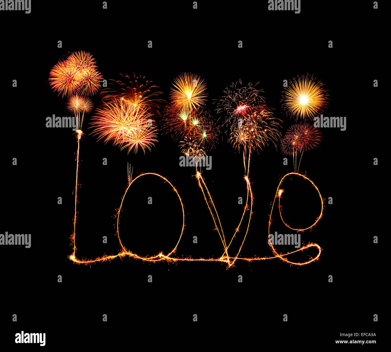 Amor bengala fuegos artificiales alfabeto de luz (Día de San Valentín) Foto de stock
