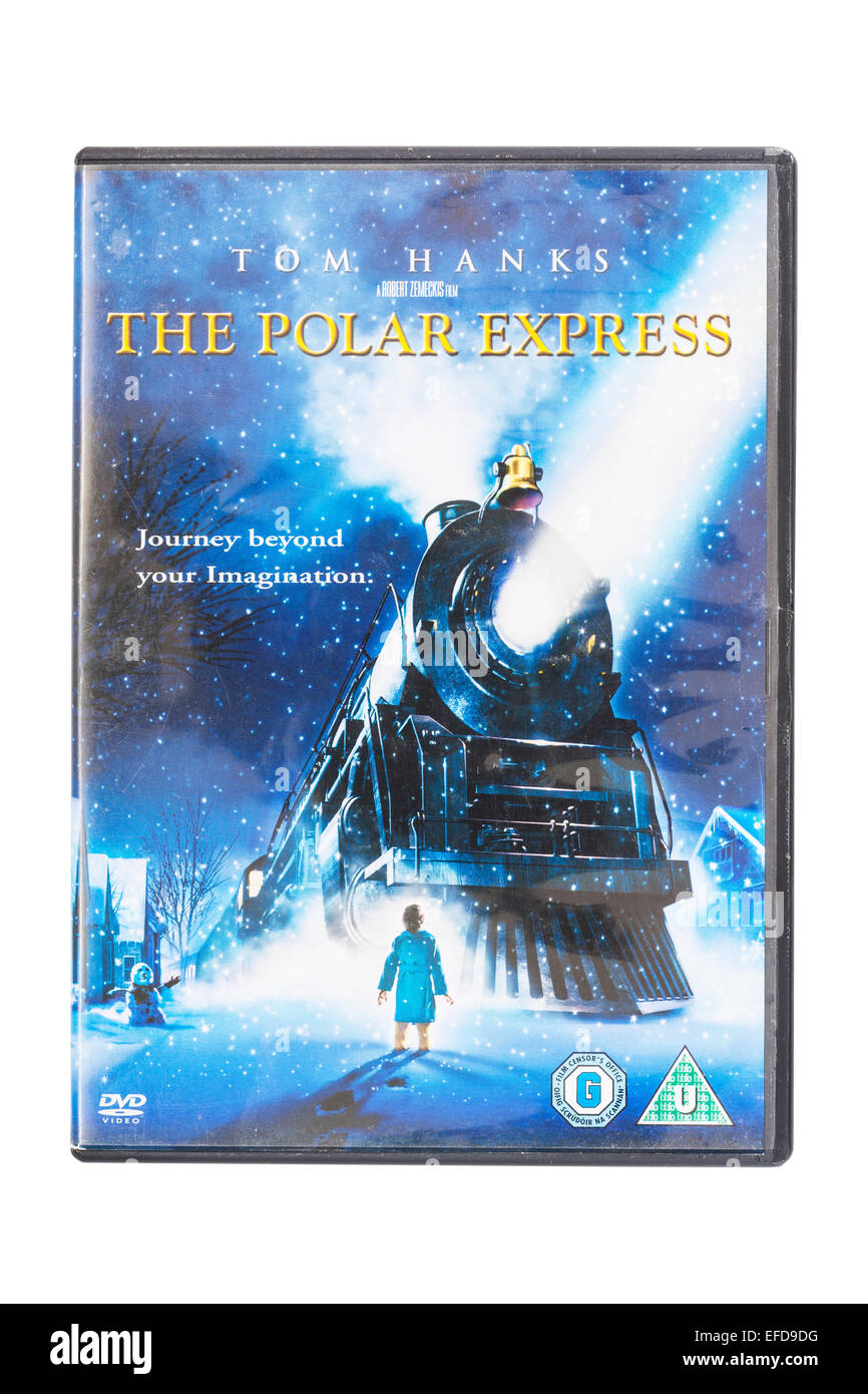 La película Polar Express DVD sobre un fondo blanco. Foto de stock