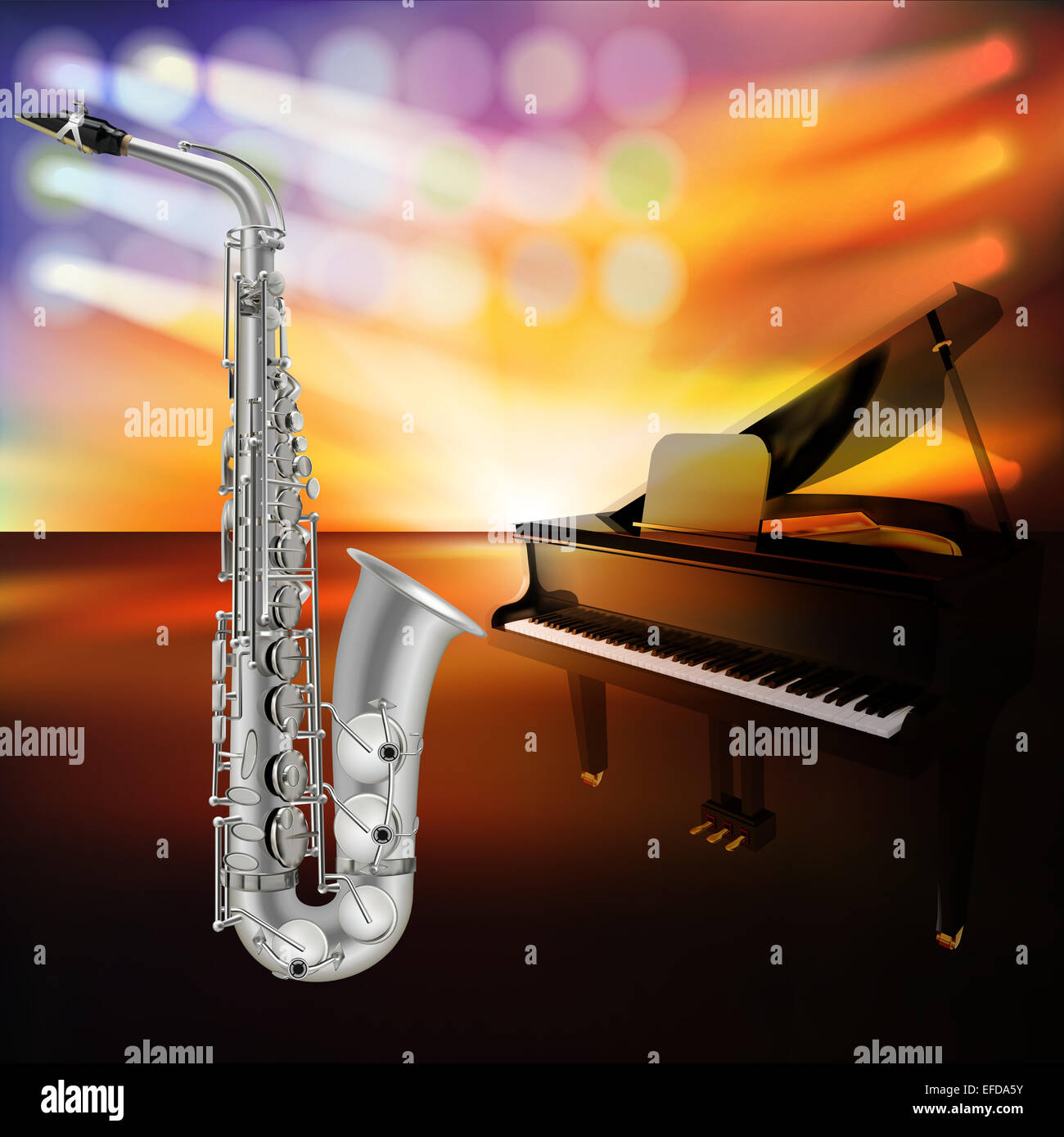 Resumen Antecedentes de jazz con el saxo y el piano en el escenario musical  Fotografía de stock - Alamy