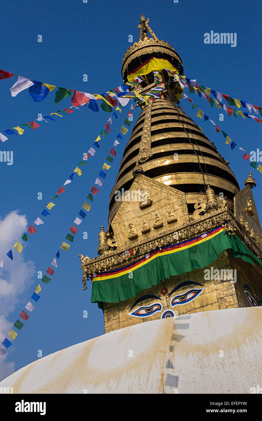 Swayambhunath o templo Monkey Temple en Katmandú, Nepal Foto de stock