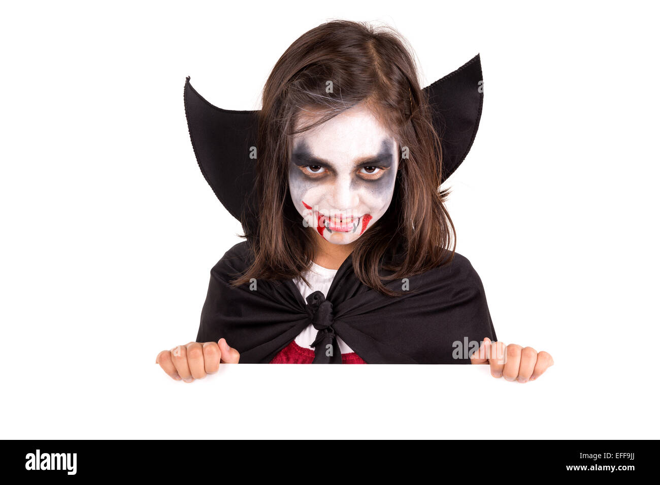 Tía pelota Mal Chica con la pintura facial y vampiro Halloween Costume sobre una pizarra  blanca Fotografía de stock - Alamy