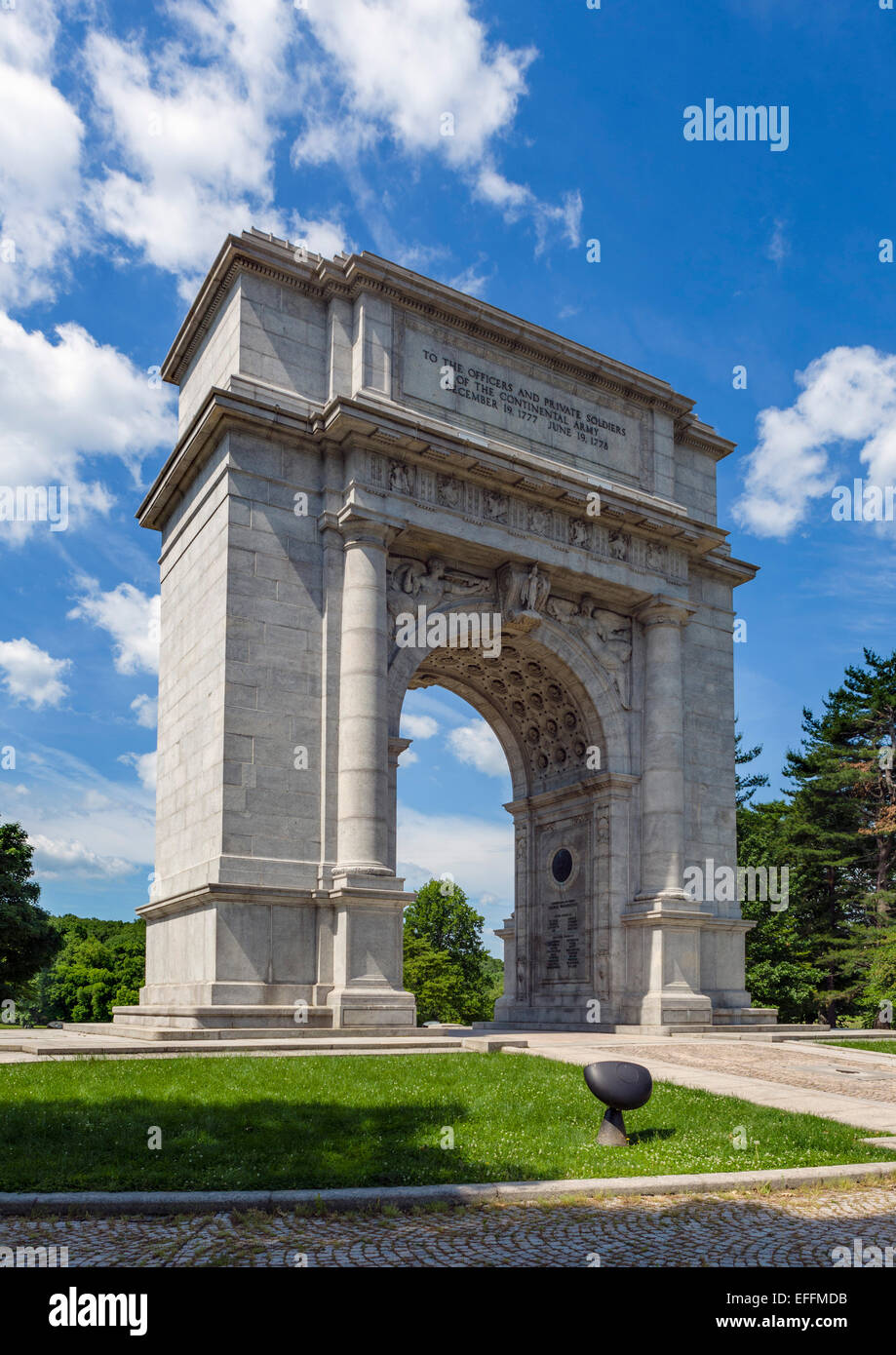 Arco Conmemorativo Nacional, Valley Forge National Historical Park, cerca de Philadelphia, Pennsylvania, EE.UU. Foto de stock
