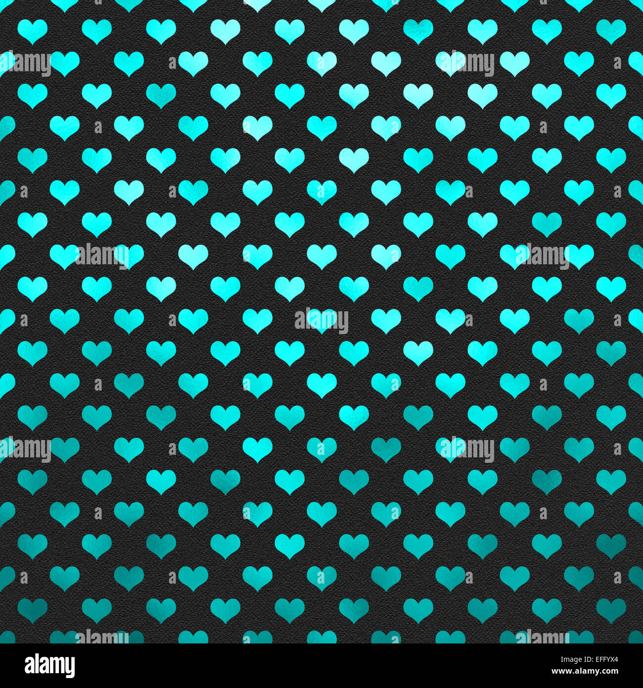Teal Blue Hearts Polka Dot Pattern Corazones en negro Foto de stock