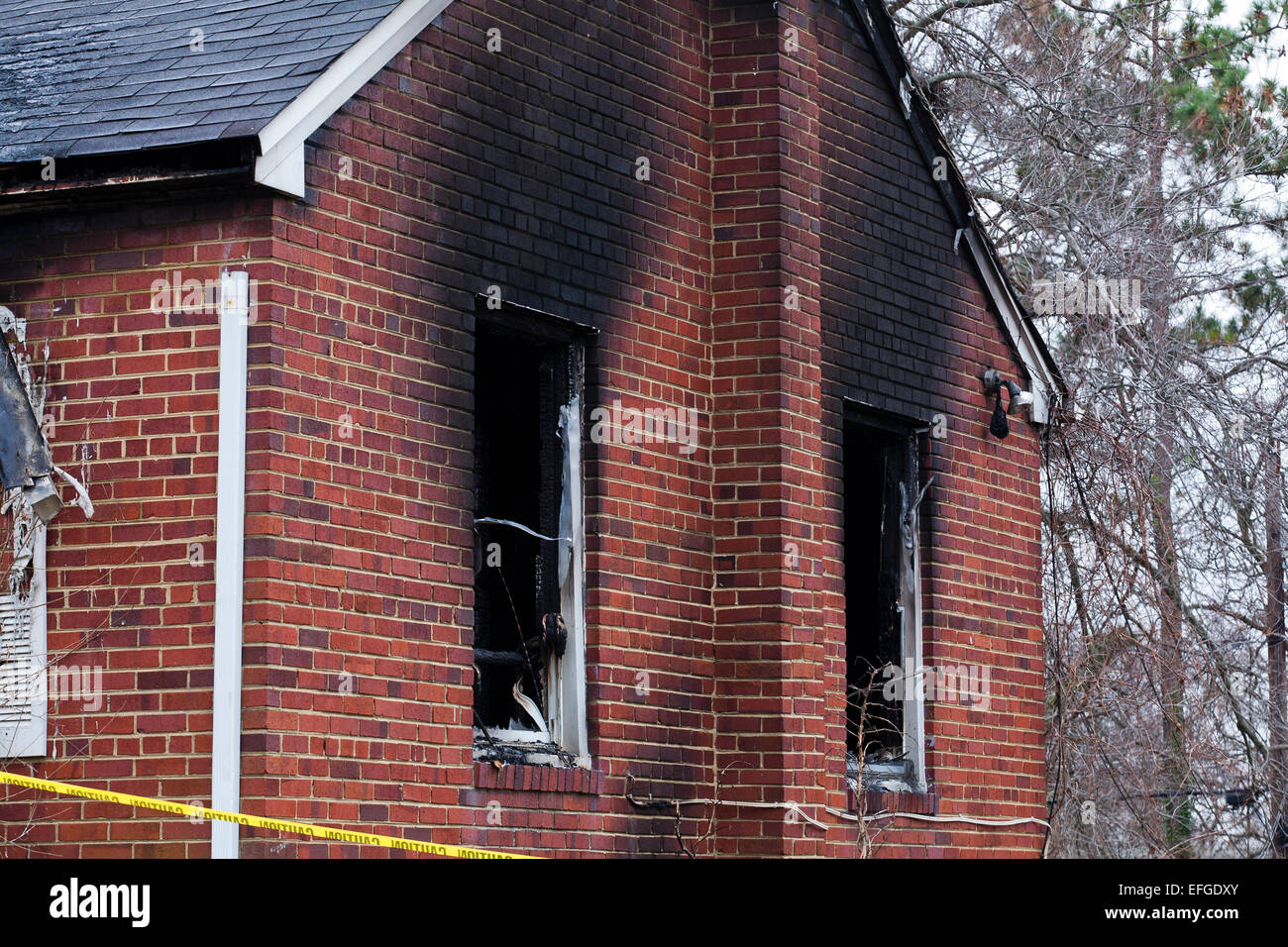 Casa daños por fuego - EE.UU. Foto de stock