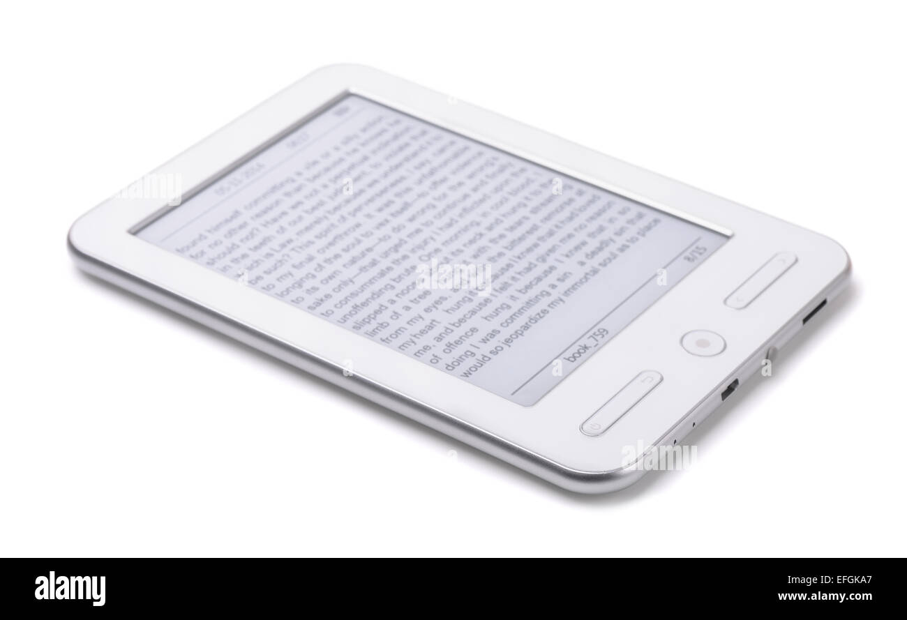 E-book reader aislado en blanco Foto de stock