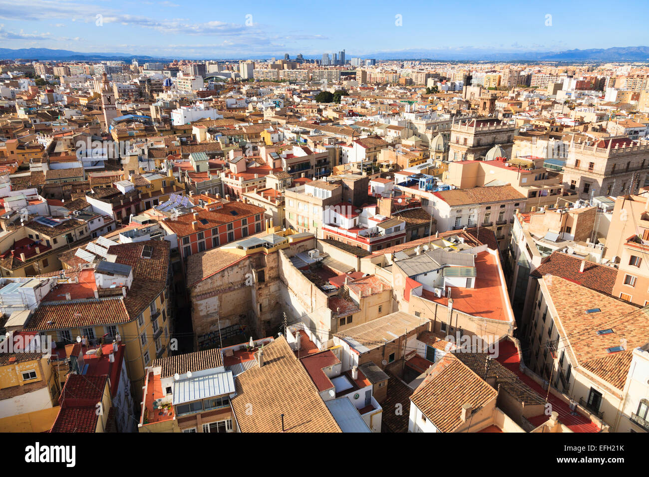 Rooftop paisaje urbano de Valencia en España Foto de stock