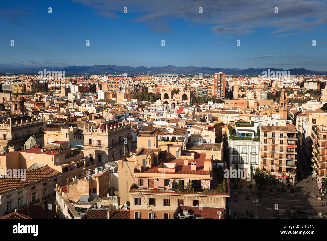 Vista panorámica de la ciudad de Valencia en España Foto de stock