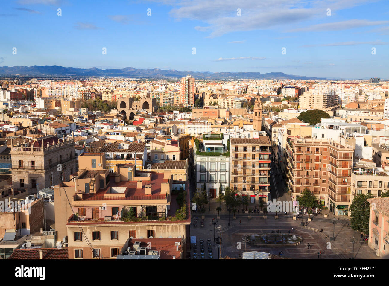 Vista panorámica de la ciudad de Valencia en España Foto de stock