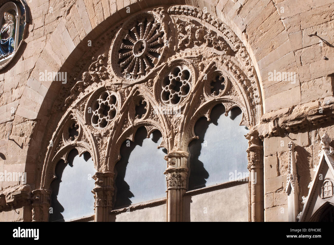 Italia, Toscana, Florencia, Iglesia de Orsanmichele, Detalle de la fachada Foto de stock