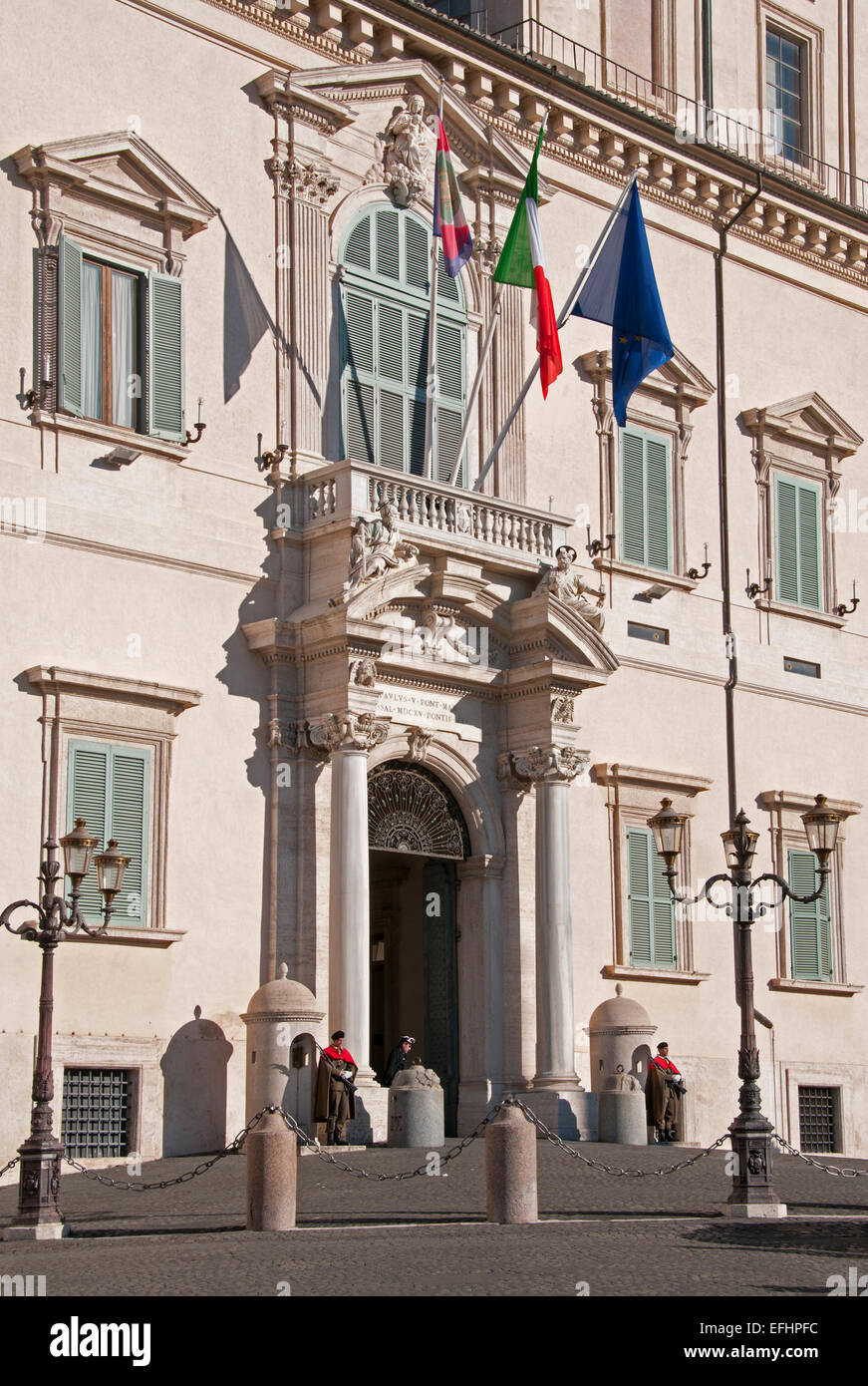 Palacio Quirinale, el Palazzo del Quirinale, residencia del presidente de la república italiana, Roma Italia italiano Foto de stock