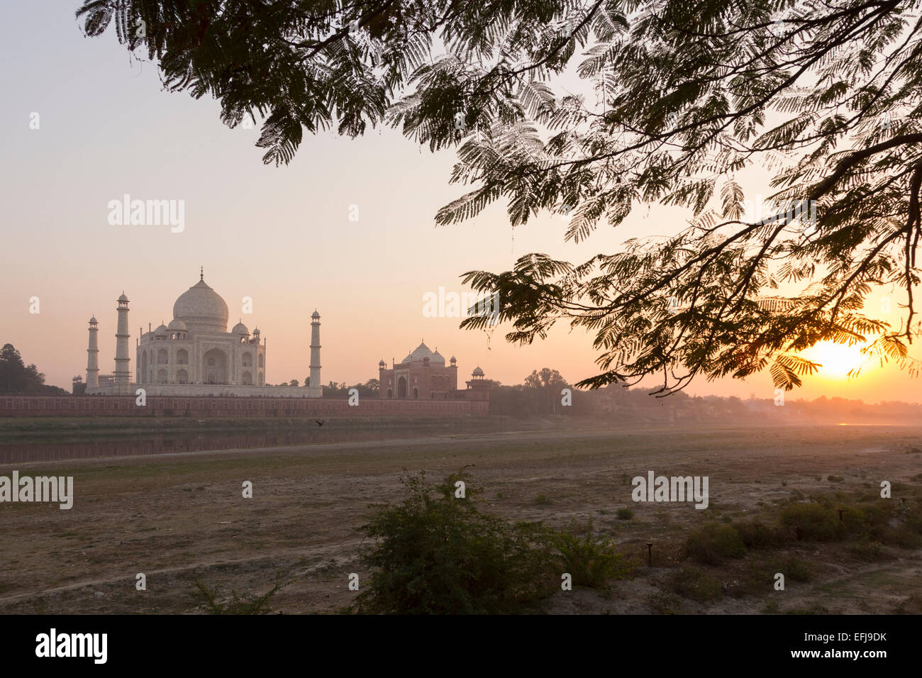 La India, Uttar Pradesh, Agra, Taj Mahal al atardecer Foto de stock