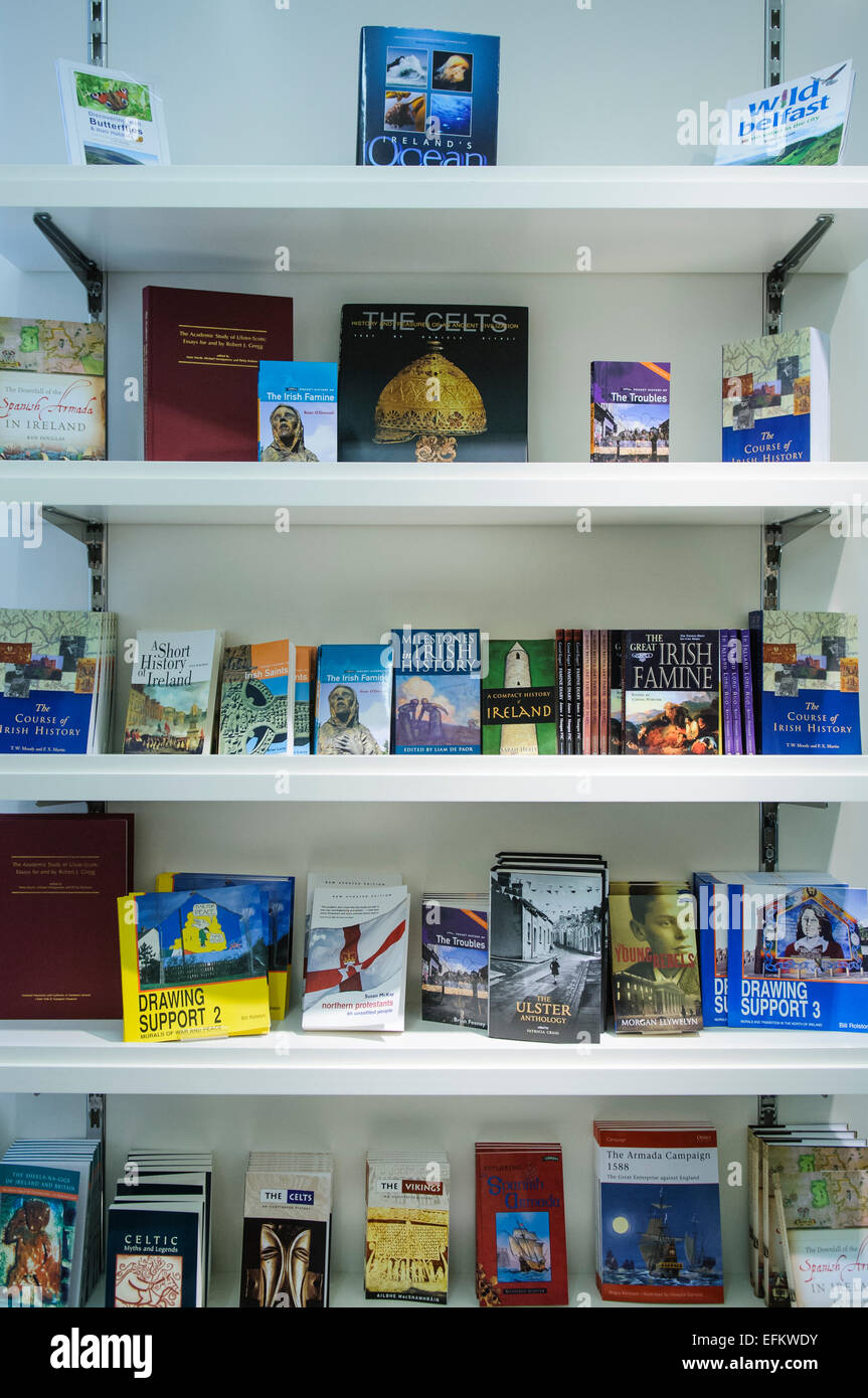 Libros para la venta en la tienda de regalos del museo irlandés. Foto de stock