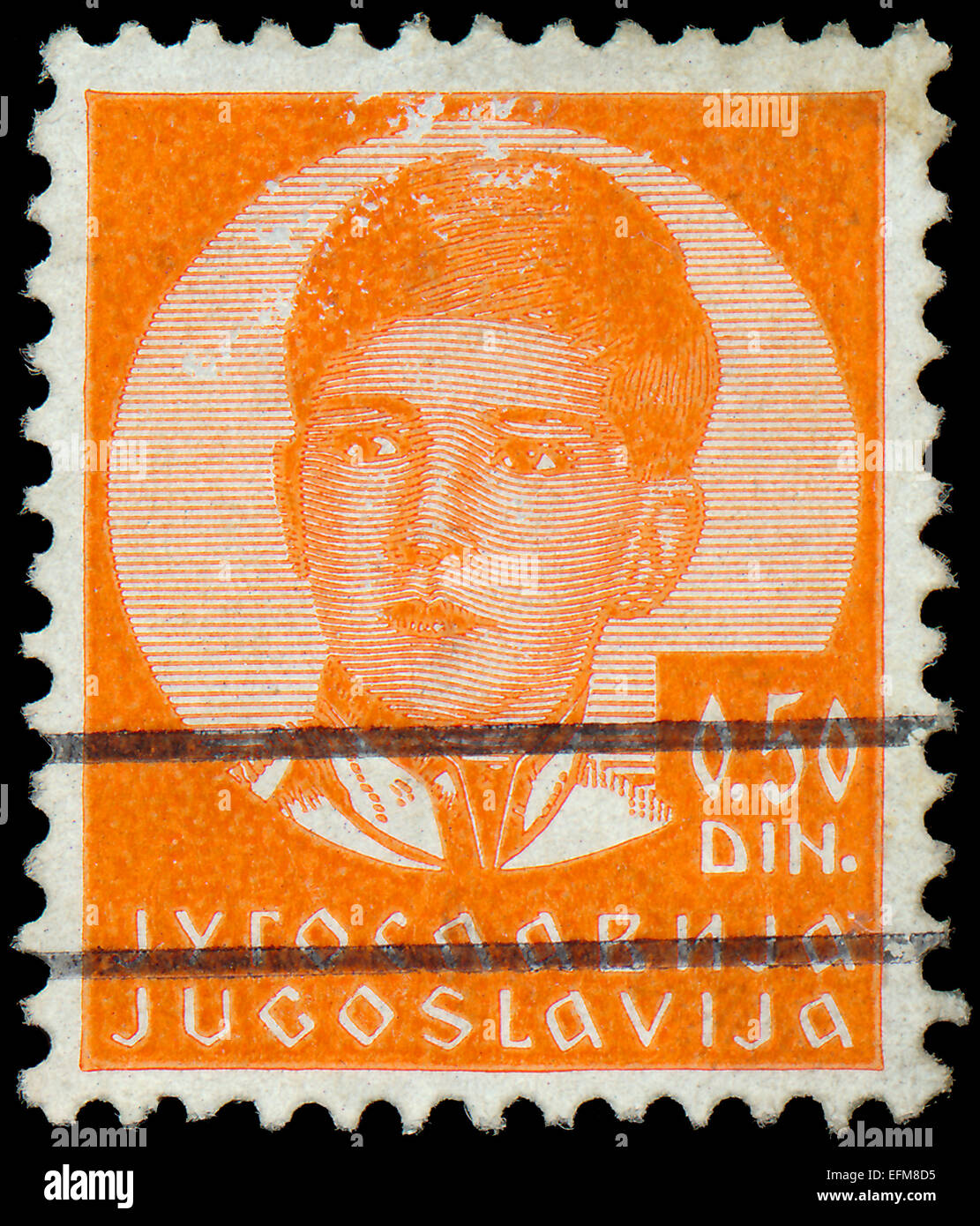 YUGOSLAVIA: circa 1935: un sello impreso en Yugoslavia muestra el rey Pedro II, circa 1935. Foto de stock