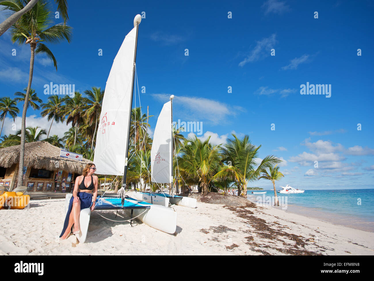 República Dominicana. La playa Punta Cana en la costa atlántica. En el año 2015. Foto de stock