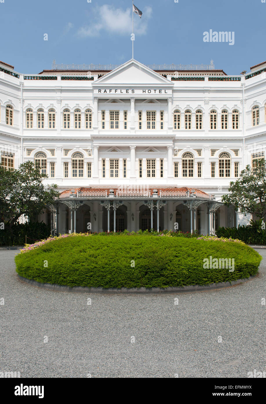 El Raffles Hotel en Singapur. Foto de stock