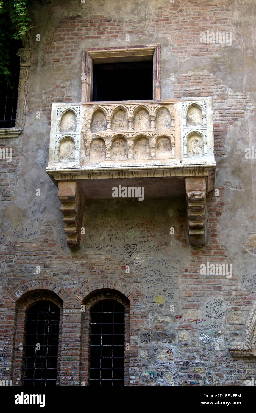 Norditalien, Verona, la Casa Capuleti, Haus und der Balkon Giulietta, Romeo und Julia Foto de stock