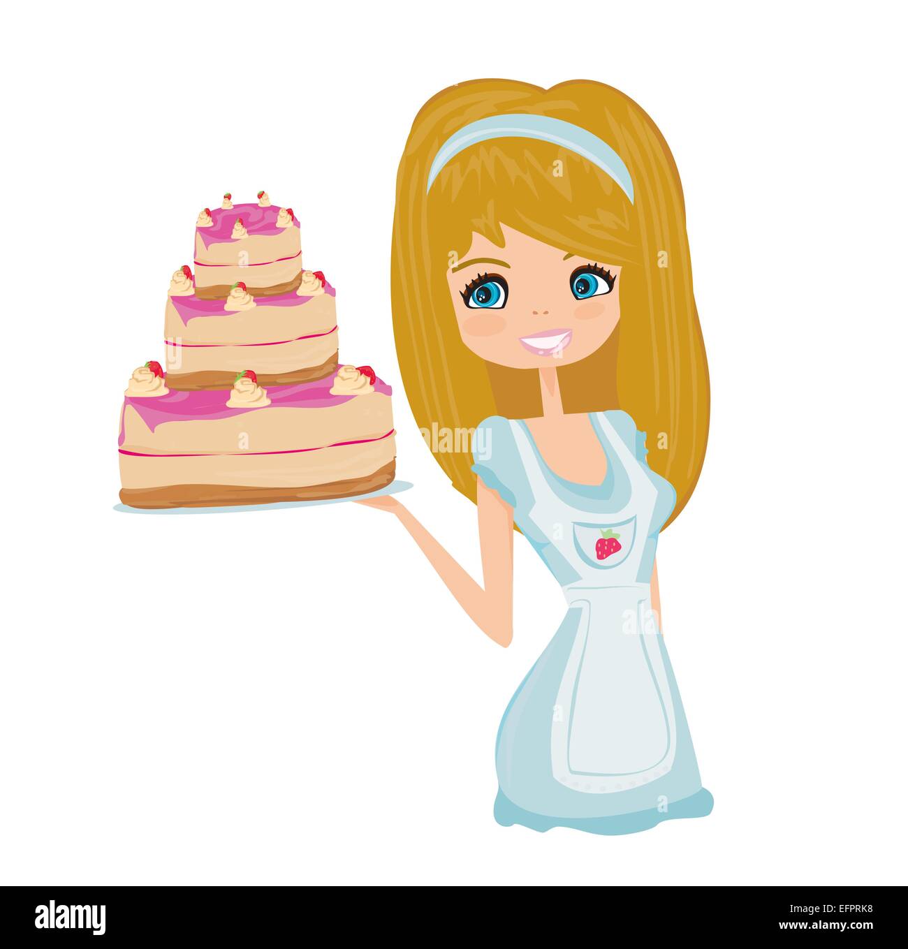 Hermosa dama cocinar el pastel de cumpleaños Imagen Vector de stock - Alamy