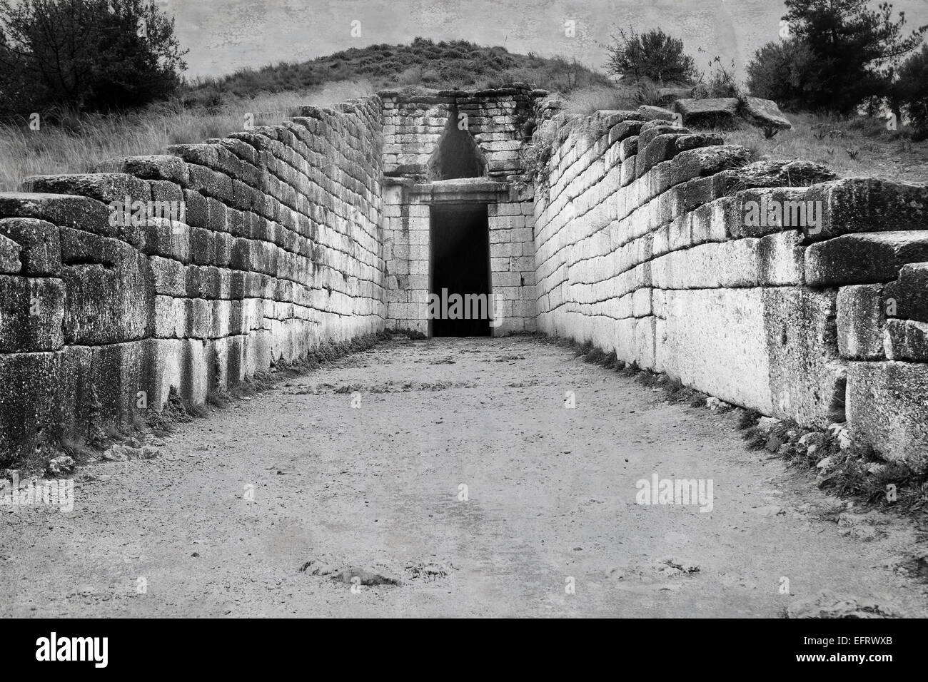Tesoro de Atreo o tumba de Clitemnestra, Peloponeso, Grecia Foto de stock