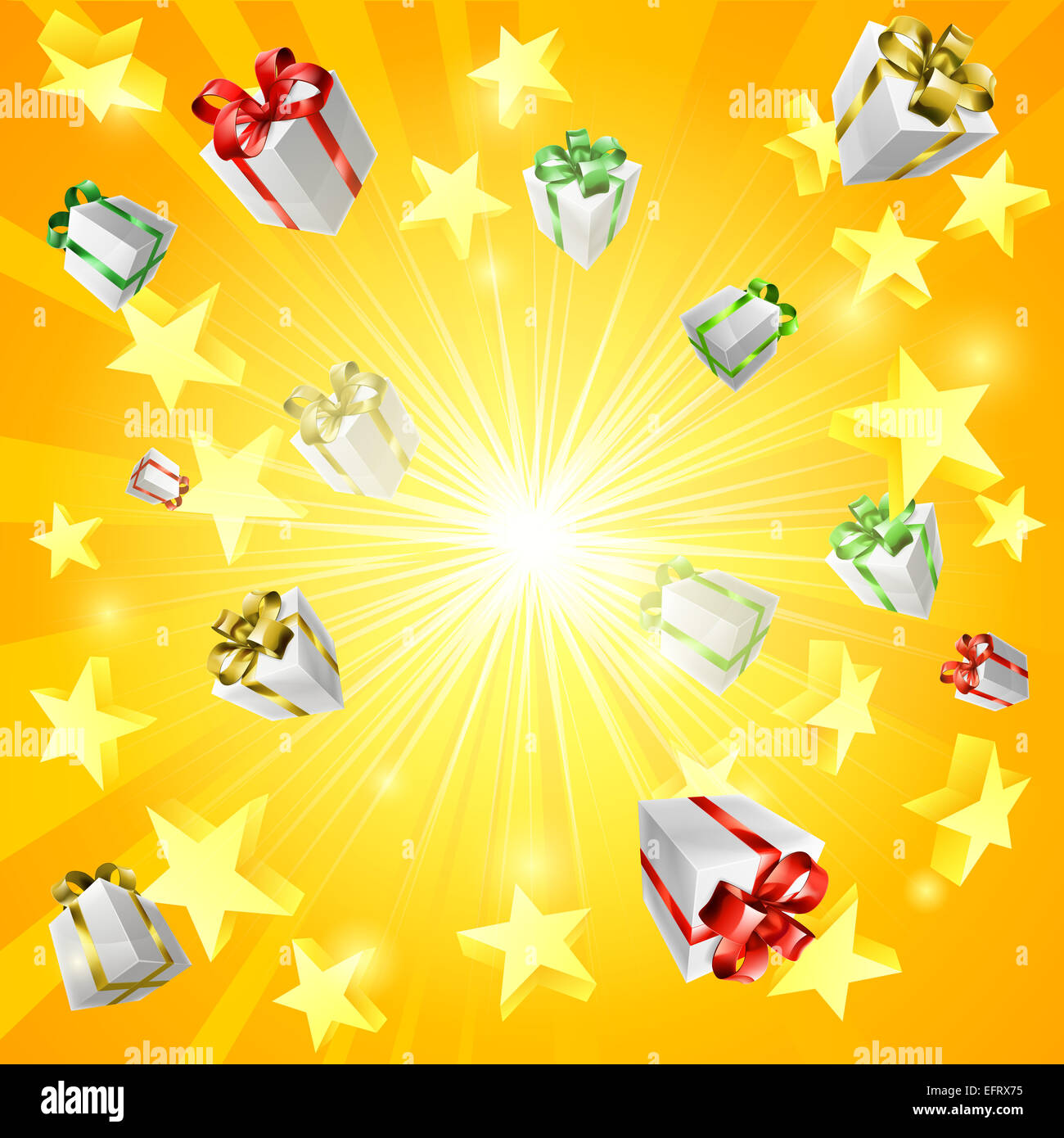 Una caja de regalo y estrella bote o fondo de Navidad Foto de stock