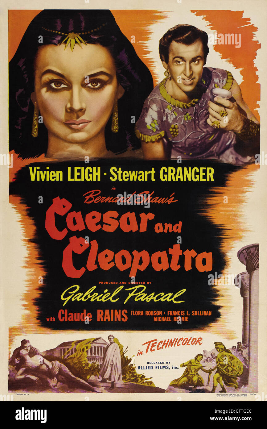 César y Cleopatra - Lluvias caude - Vivien Leigh - póster de película Foto de stock
