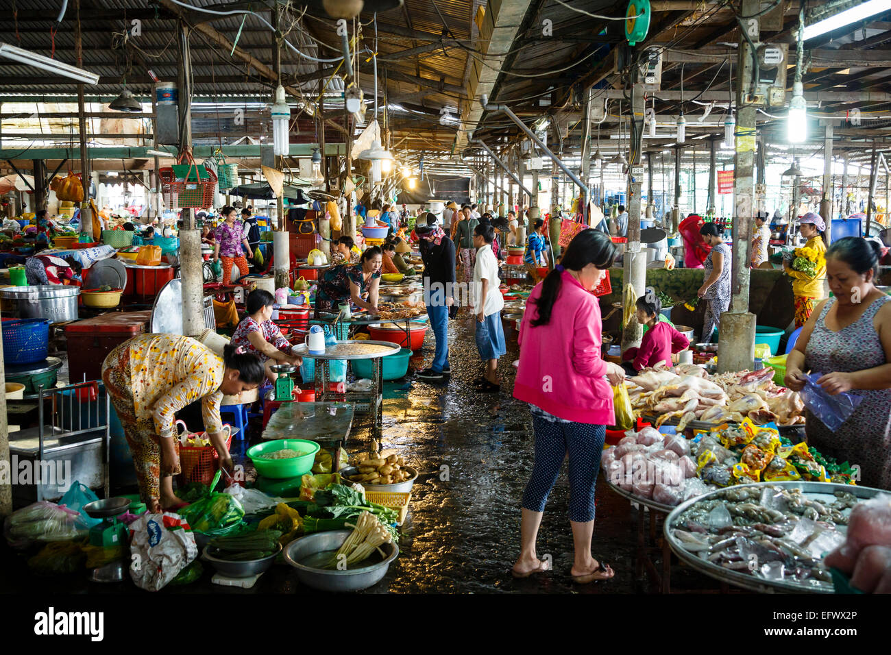 Mercado de Can Tho, en el Delta del Mekong, Vietnam Foto de stock