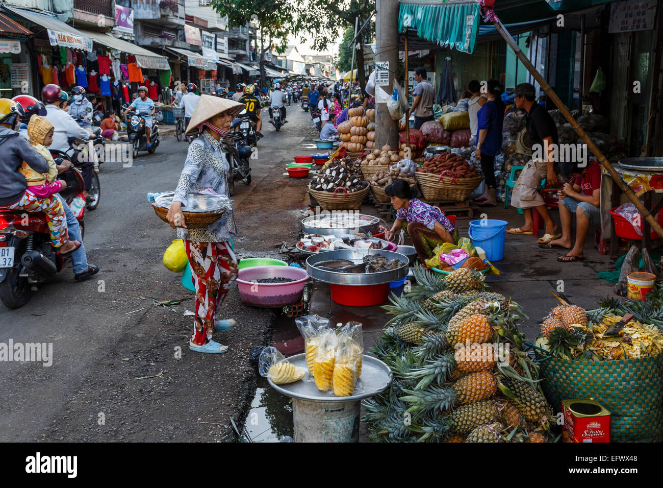 Mercado de Can Tho, en el Delta del Mekong, Vietnam Foto de stock