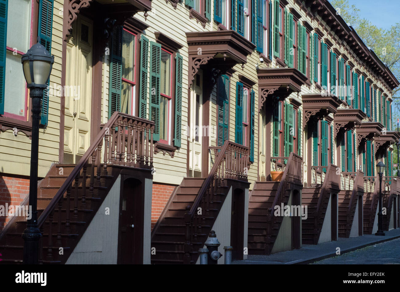 El Distrito Histórico Jumel Terrace es un rincón desconocido de la ciudad de Nueva York, conocido por su siglo xix rowhouses. Foto de stock