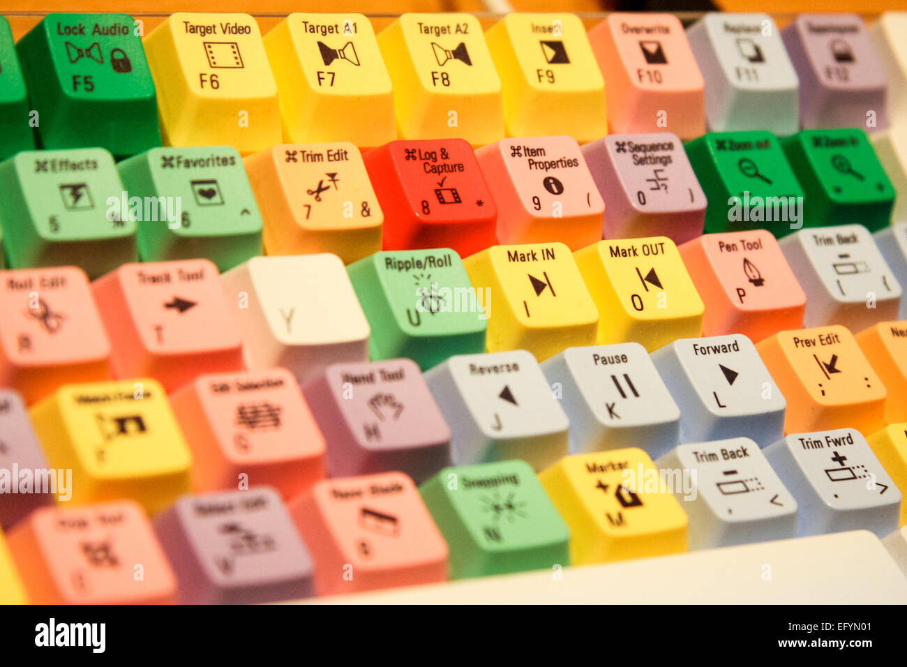 Las teclas de un teclado de edición de vídeo Fotografía de stock - Alamy