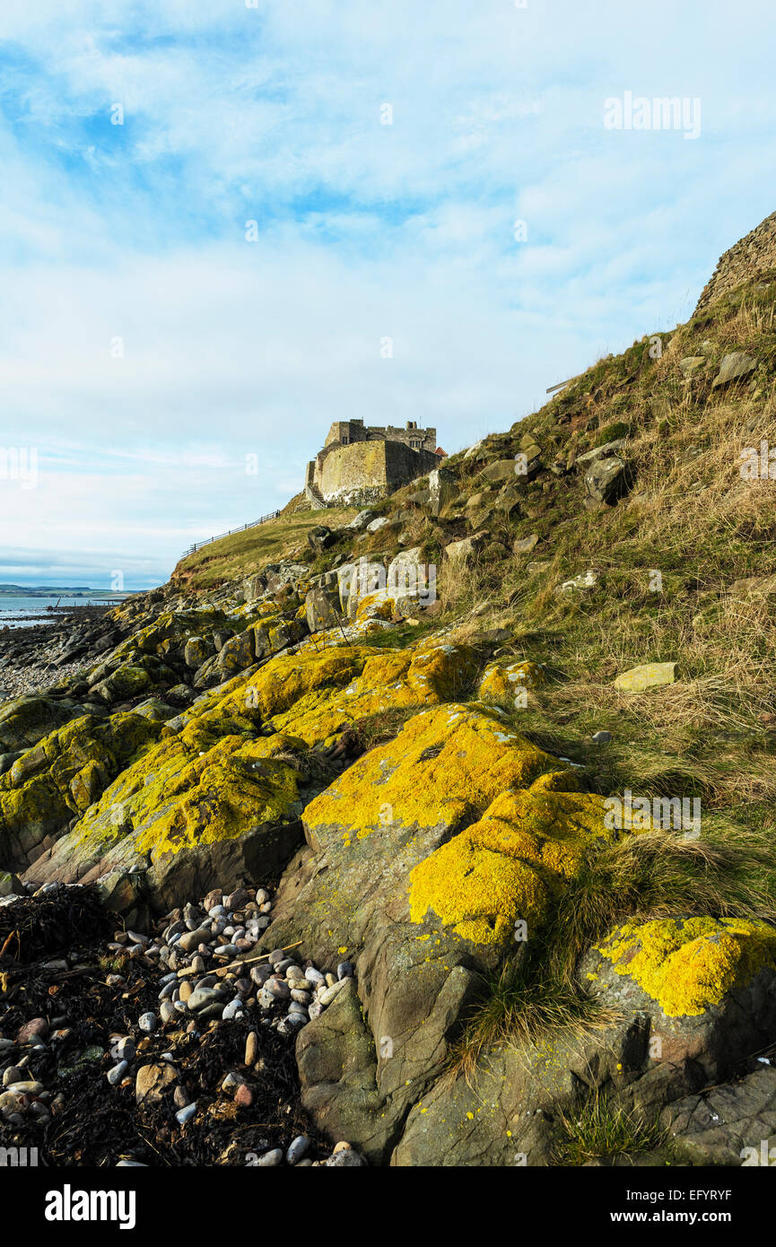 La isla sagrada de Lindisfarne Foto de stock