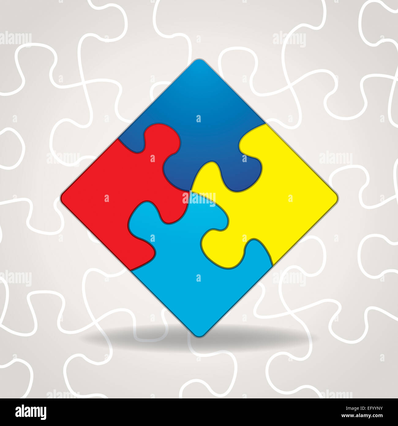Una ilustración de las piezas del rompecabezas con autismo conciencia  simbólica, formas y colores Fotografía de stock - Alamy