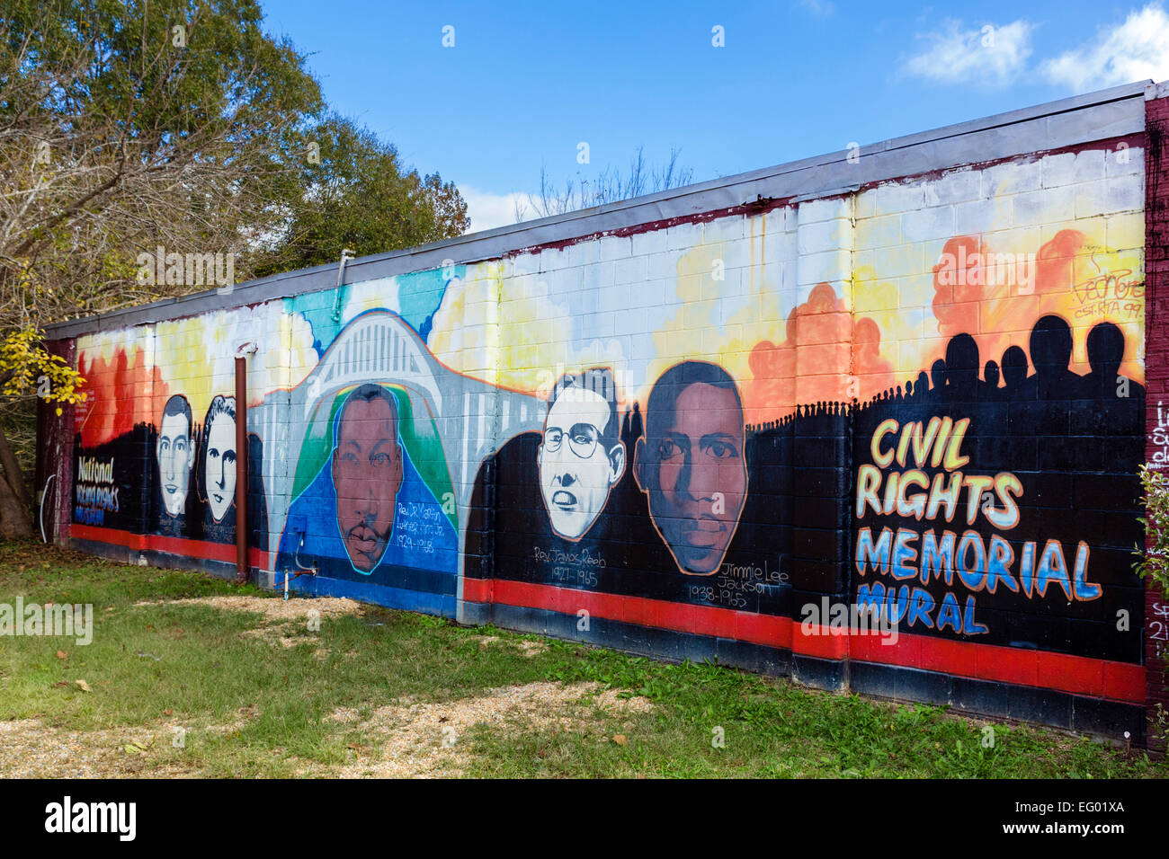 Mural cerca del "domingo sangriento" de marzo de Memorial, Selma, Alabama Foto de stock
