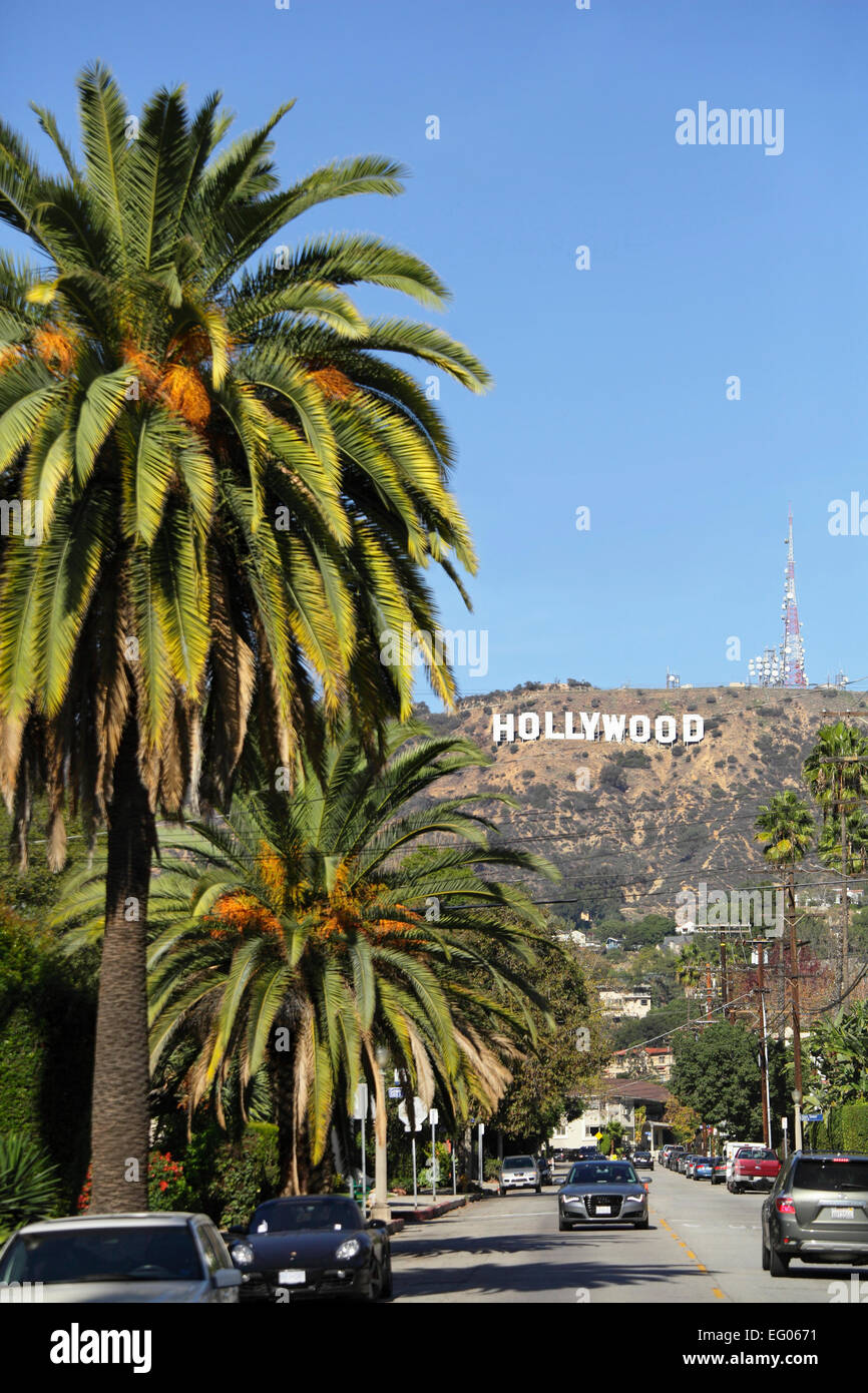 Hollywood Sign, Hollywood Hills, Los Ángeles, California, Estados Unidos. Foto de stock