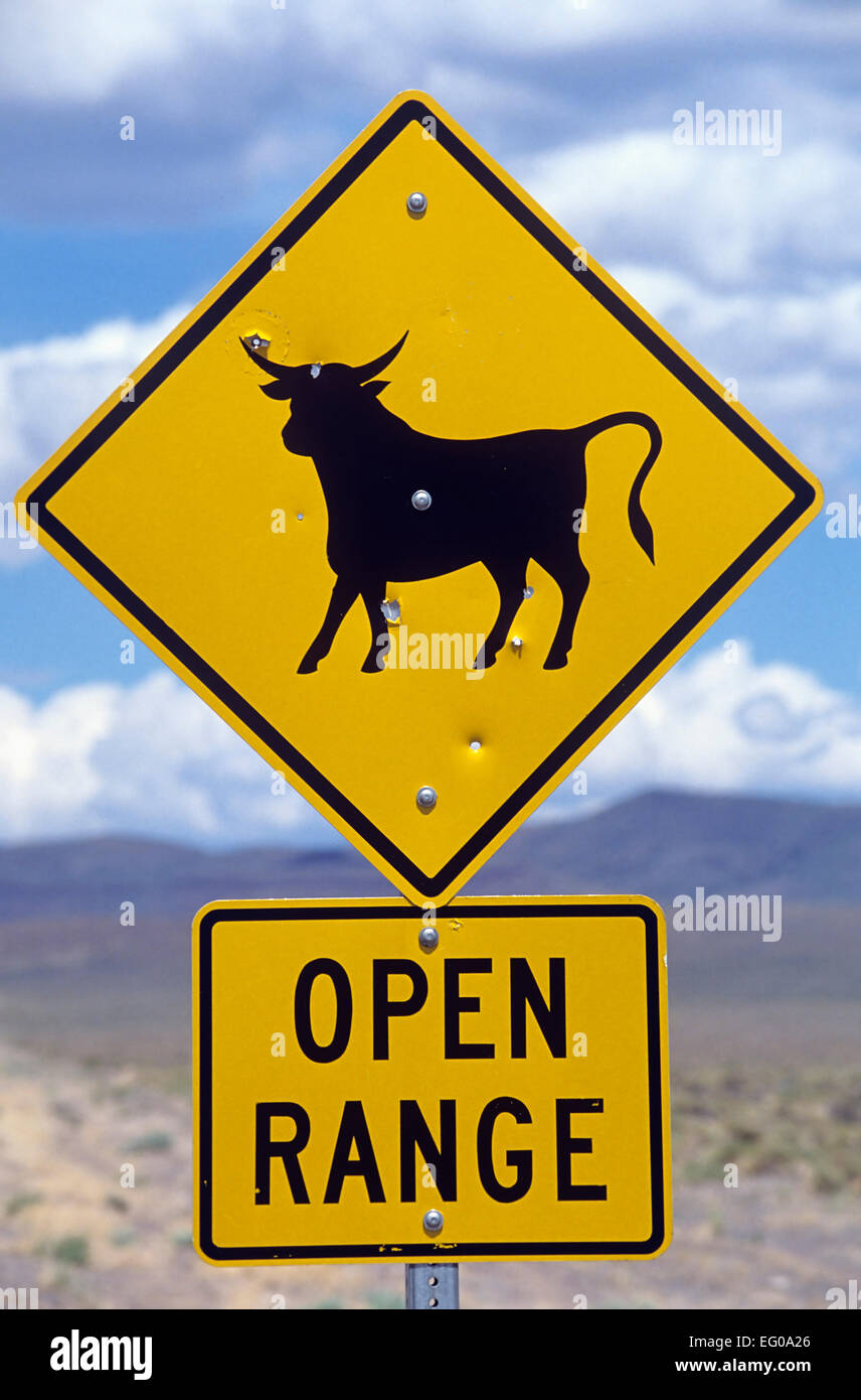 Open Range - junto a la autopista 50 - Las más solitarias road en América - Nevada, EE.UU. Foto de stock