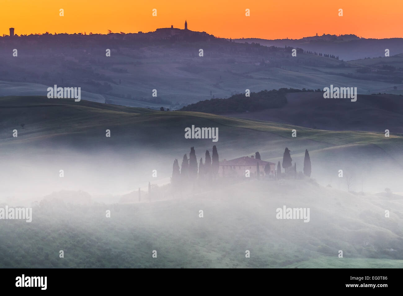 Amanecer de Tuscany Foto de stock