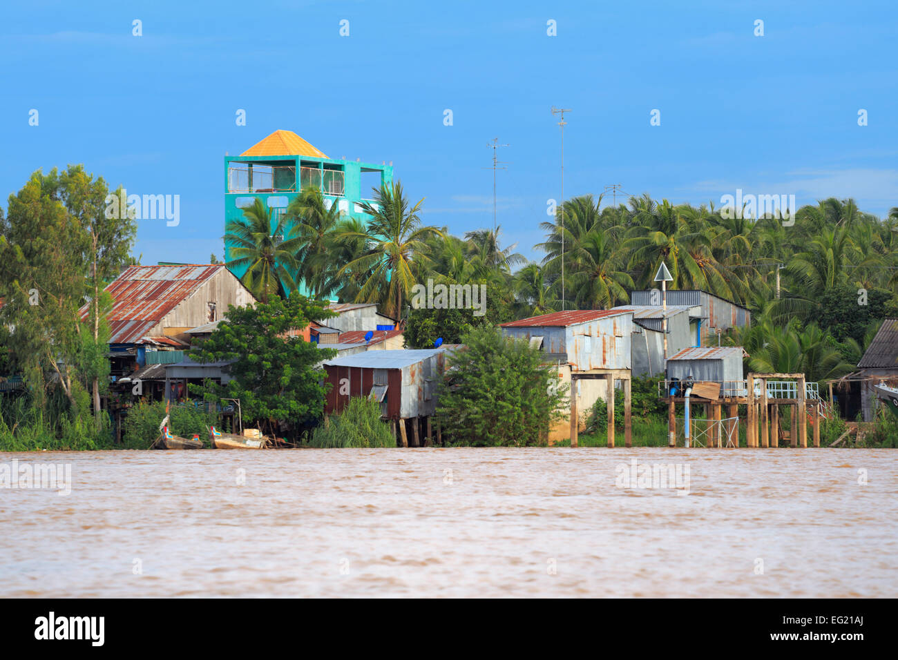 Vista del delta del río Mekong, Chau Doc, An Giang, Vietnam Foto de stock