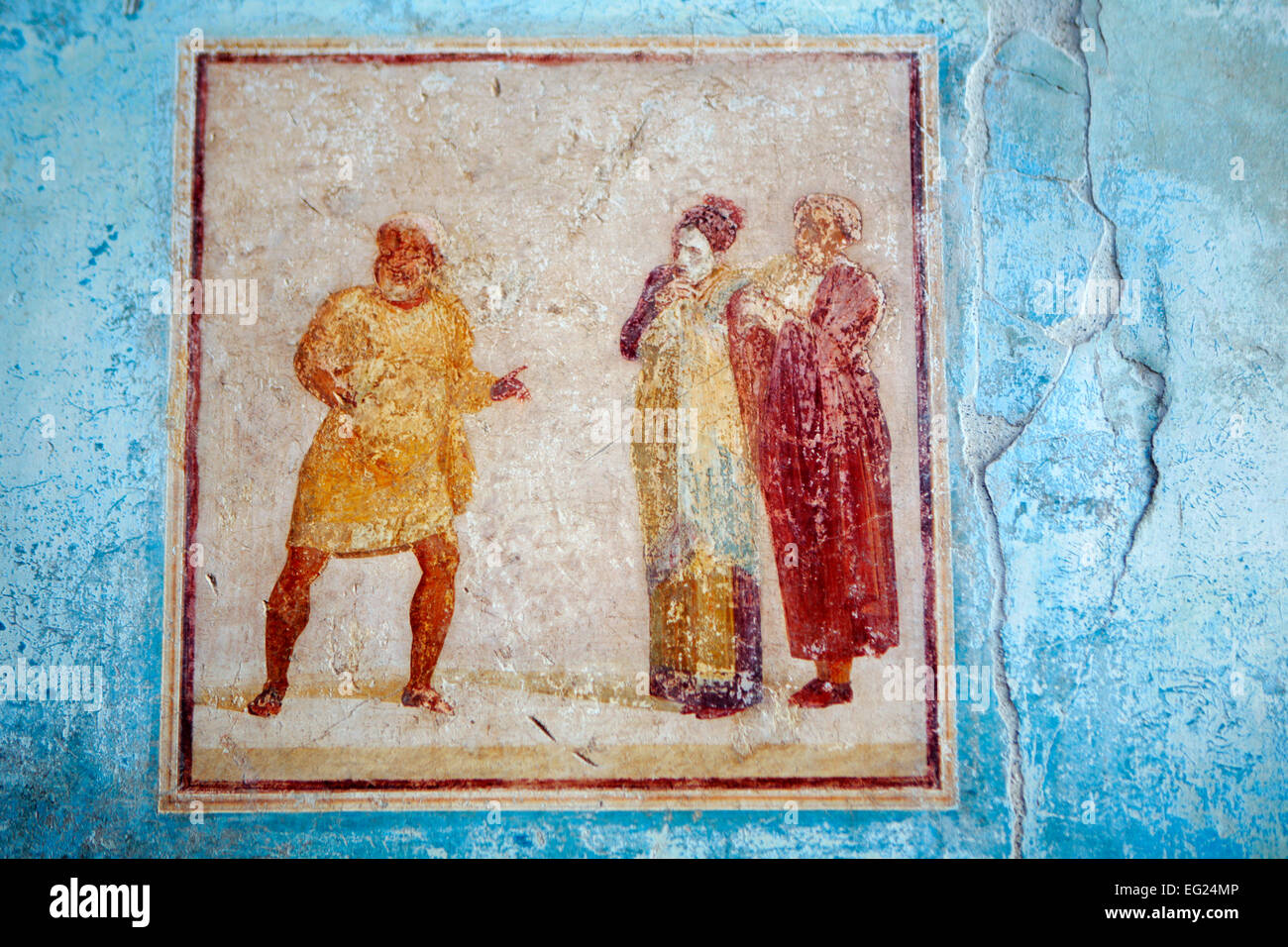 Fresco en Termopolio di Vetuzio, Pompeya, Campania, Italia Foto de stock