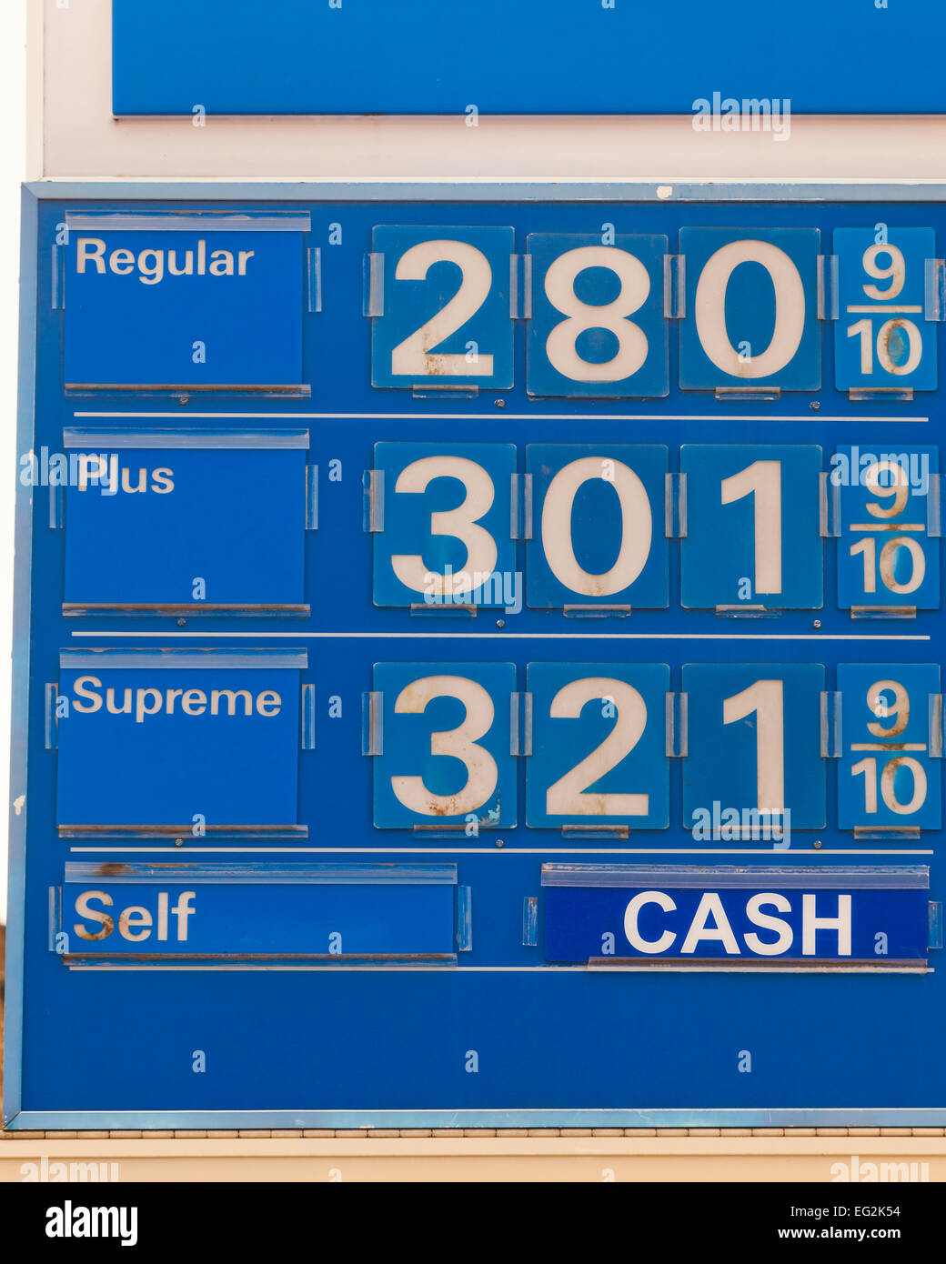 Exxon gasolinera precio sign - EE.UU. Foto de stock