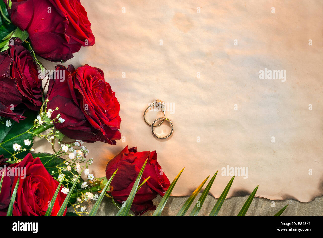 Rosa roja con anillos de boda fotografías e imágenes de alta resolución -  Alamy