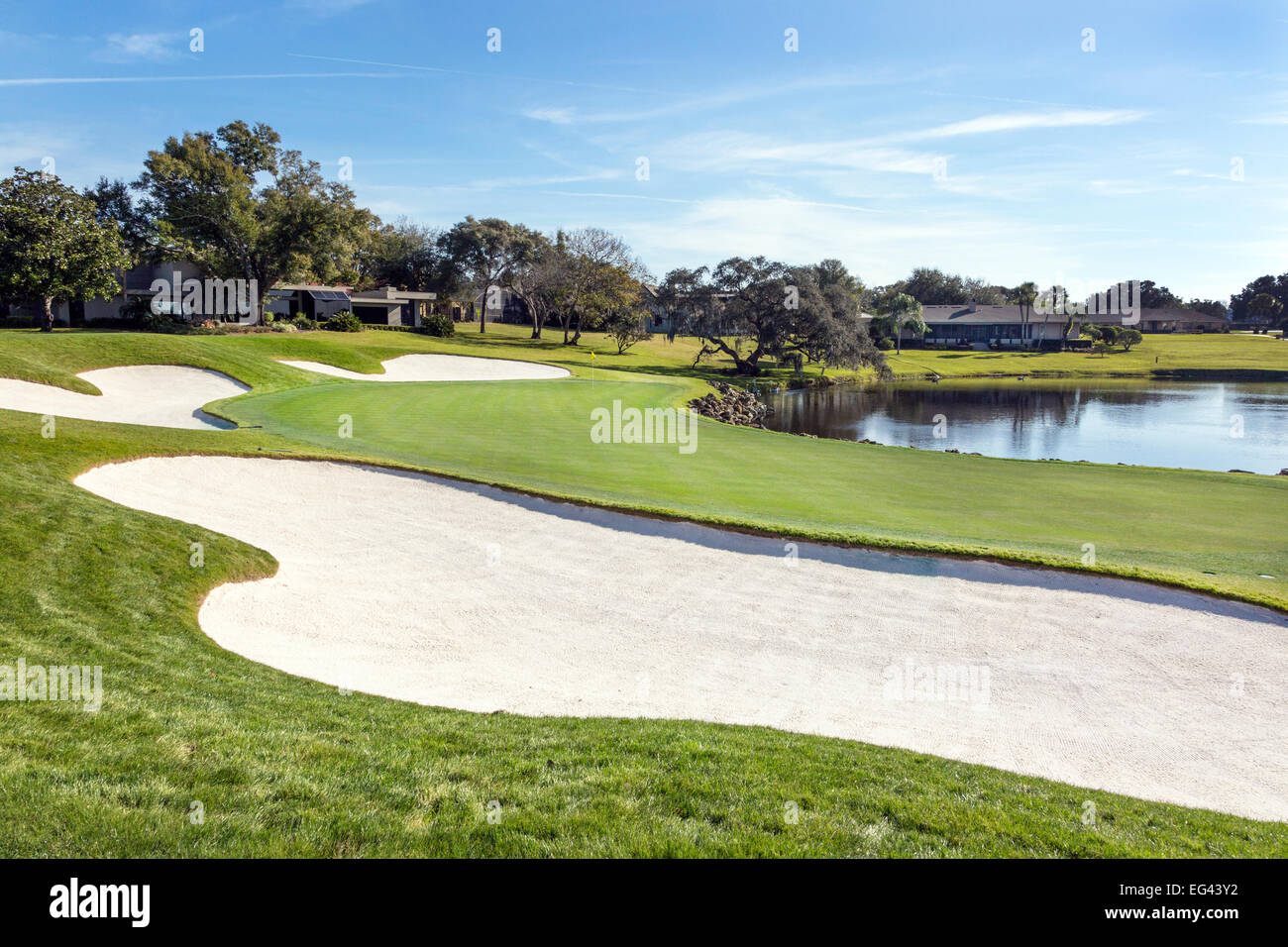 18 icónico verde en Arnold Palmer's Bay Hill Golf Course, en Orlando, Florida, Estados Unidos Foto de stock