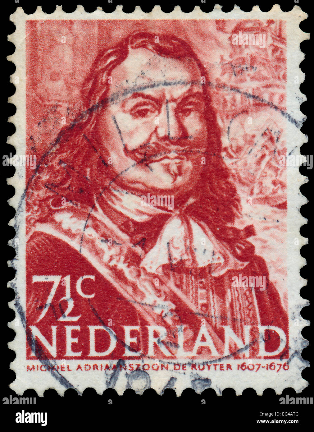 Los Países Bajos - circa 1943: un sello impreso en Holanda muestra Adrianszoon Almirante Michiel de Ruyter, circa 1943 Foto de stock