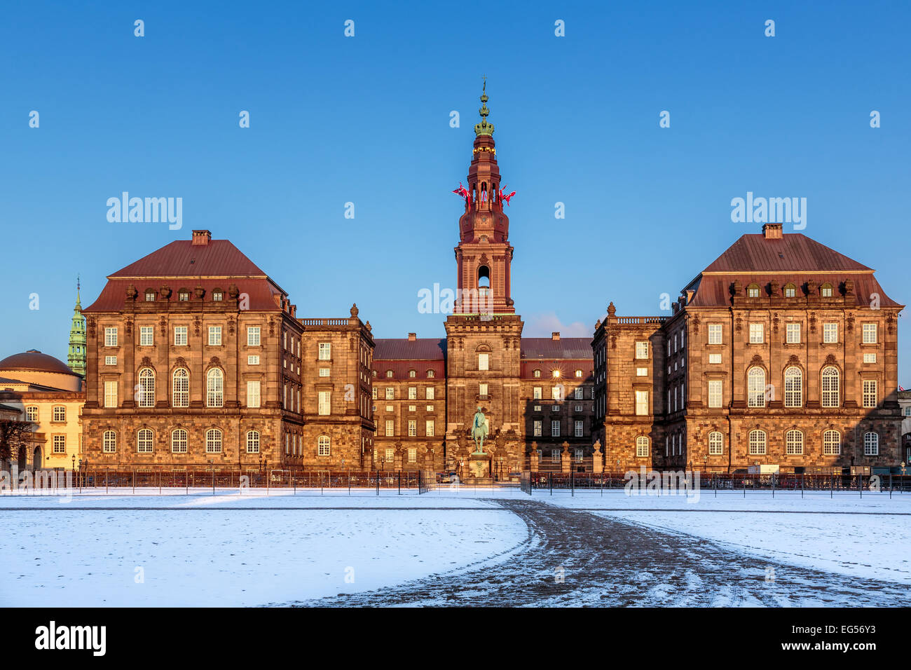 Christiansborg Palace, el Parlamento danés, Folketinget, Copenhague Foto de stock
