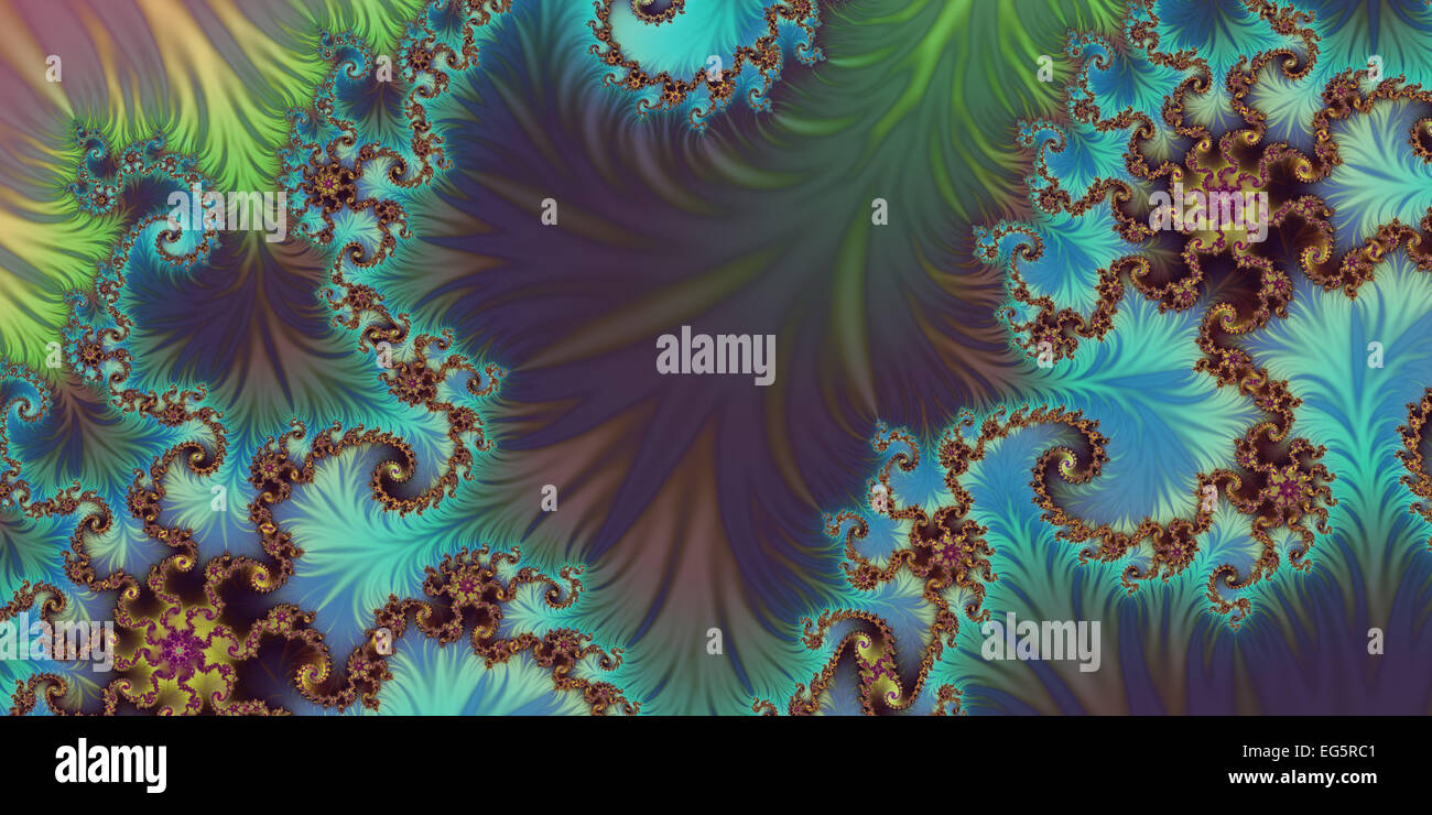 Un resumen fractal design representa muchas hojas y flores en un jardín de primavera. Foto de stock