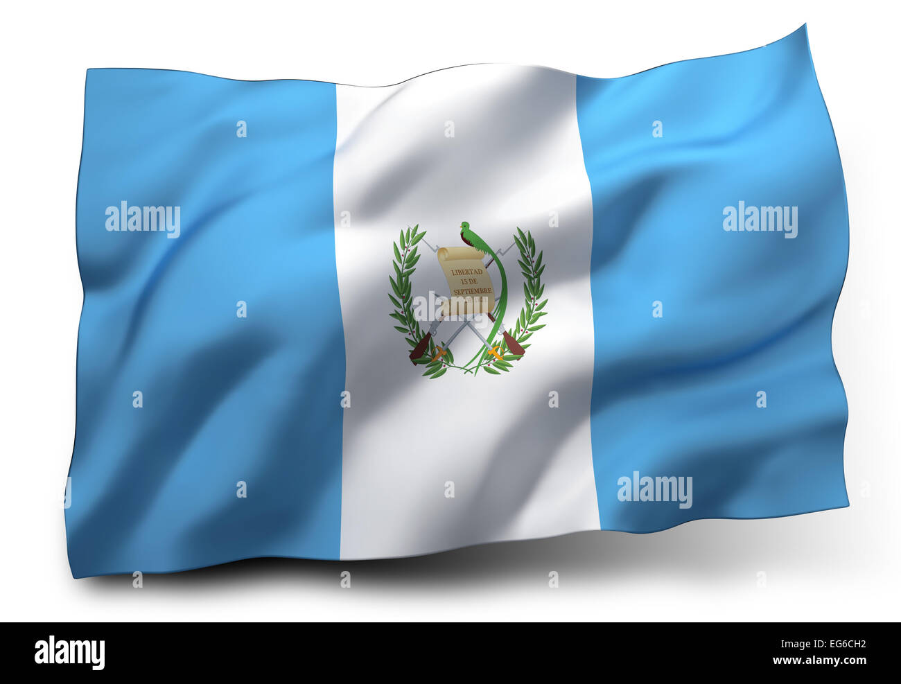 Ondeando La Bandera De Guatemala Aislado Sobre Fondo Blanco Fotografia De Stock Alamy